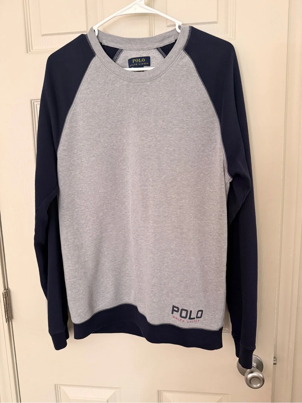 Polo by Ralph Lauren Grey & Navy Raglan Crewneck Sweatshirt